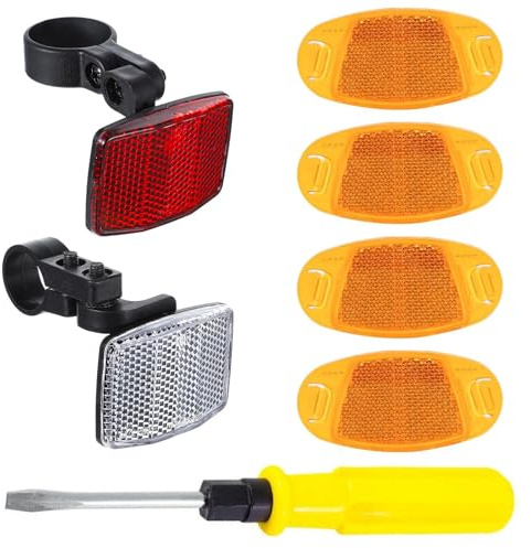 Funngy Bike Reflectors,7 PCS Bicycle Reflectors Front and Rear Kit Bike Wheel Lights Spoke Covers Bicycle Spoke Covers Wheel Spoke Reflector Set for Night Cycling Handlebar Seatpost