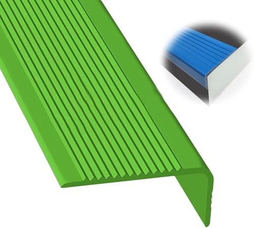 Trappa Nosing Edge, Självhäftande Trappa Anti Slip Nosing, Trim Anti Slip Trappa L-formad Halkfri Pvc Gummi Hörn Trappa Anti-slip Strip Anti-fall Steg Kant, Bredd 3x7cm, Green, 7m