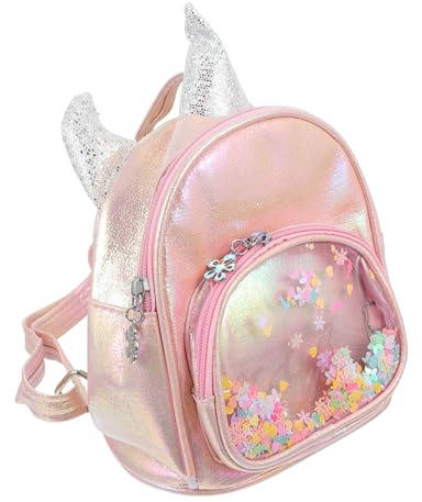 Milisten Mochila Escolar para Niñas Mini con Lentejuelas Mochila Casual Viaje Ajustable para Edad Escolar Primaria de Unicornio Rosa