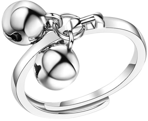 Ciieeo Donna Regolabile in Rame Argento Doppia Campanella Decorativa e Design Creativo Raffinato per Quotidianità