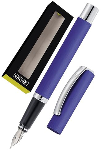 ONLINE Füller Vision Blau I Eleganter Füllfederhalter mit Iridium-Feder medium I Füllhalter aus Aluminium für Standard-Tintenpatronen & Konverter I in Geschenkbox