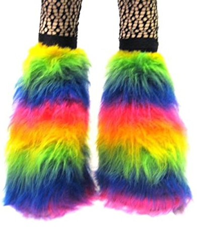 Insanity Neon UV Fluffy Legwarmers (Rainbow)