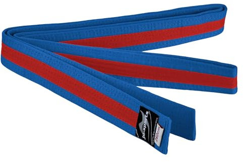 Ju-Sports Budogürtel - blau/rot/blau, Baumwolle I Kampfsport Gürtel Für Budo-Sportarten, Judo, Karate uvm. I Ca. 4 cm breiter Martial Arts Gürtel I 320 cm