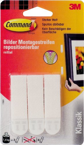 Command Bilder Montagestreifen - 6 mittlere Streifen, starker Halt (2 Streifen = 1,4 kg)