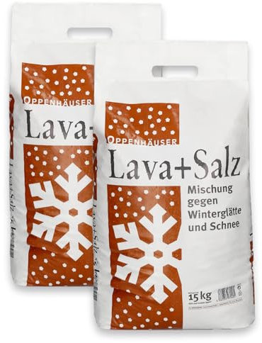 OPPENHÄUSER Lava-Salz Gemisch 30kg deutsches Qualitätsprodukt für zuverlässigen Winterdienst umweltfreundlich und effektiv - 2x 15kg
