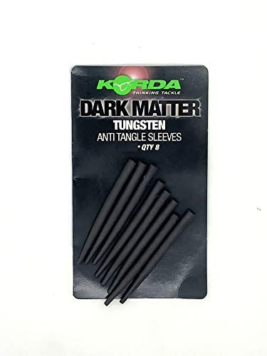 Korda Dark Matter Tungsten Anti Tangle Sleeves Long, 25-Pack, Tungsten Impregnated, Reduces Rig Tangles, Flexible Design for Various Setups