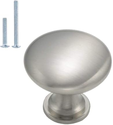 homdiy 10 Pack Brushed Nickel Cabinet Knobs, Single Hole Dresser Pulls, Satin Nickel Knobs, Drawer Knobs, Silver Hardware for Door, Kitchen and Drawer