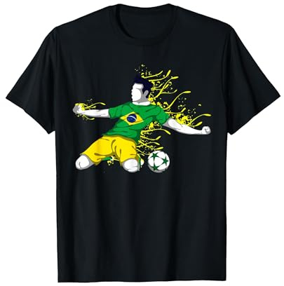 Brasile Calcio Bandiera brasiliana Appassionato di calcio Maglietta, Uomo, Nero, L