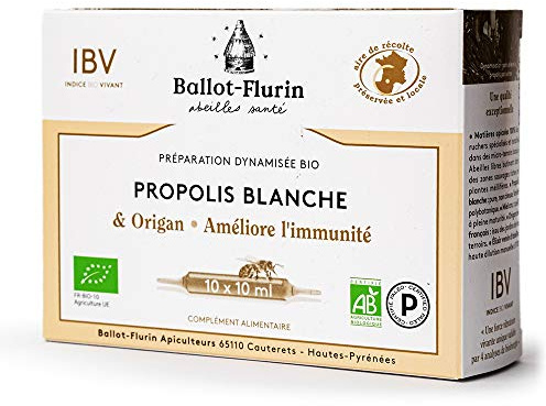 Ballot-Flurin - Préparation Dynamisée Bio - Propolis blanche & Origan - Améliore l'immunité - Boite de 10 ampoules - Certifié Bio