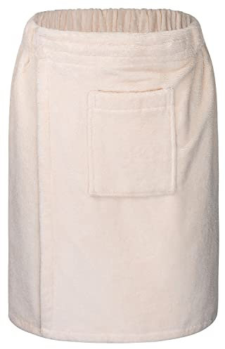 Floringo Luxury Kilt de sauna pour hommes, série Twin-Star, environ 360g avec fermeture à crochet et œillets et poche plaquée (crème)