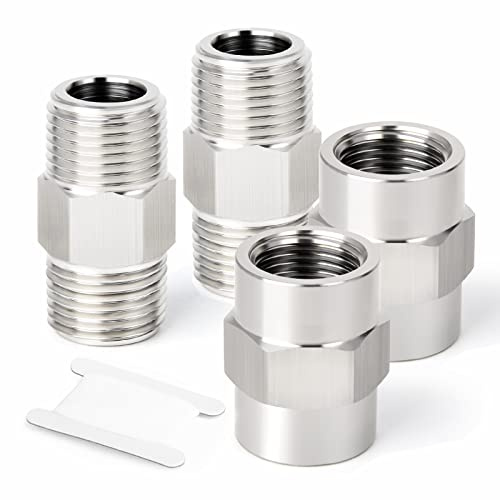 ERGAOBOY 4 pièces 1/8 x 1/8 BSP SUS 304 raccord de tuyau forgé, tuyau à filetage mâle 1/8 et tuyau à filetage femelle