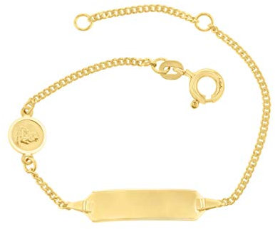 Braccialetto con ID per neonati e bambini, in oro 333, con angelo, 14 cm, con incisione, bracciale per battesimo, oro, con nome, gioiello per bambini, senza nichel, prodotto in Germania I 5.56049-98,