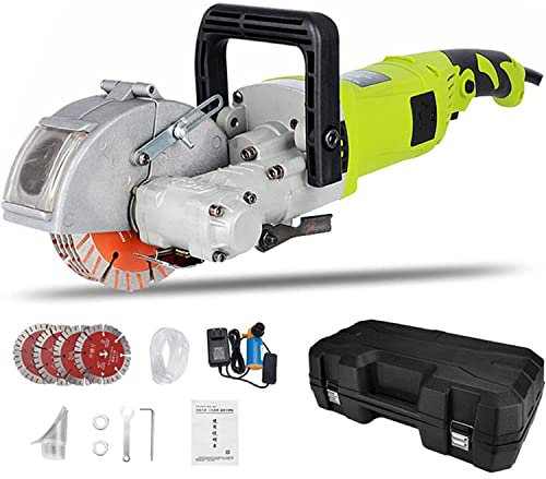 GBHJJ Scanalatore da Muro scanalatrice, Scanalatore Elettrica scanalatrice da Muro Include 5 Dischi diamantati 115 mm 4000W Nessuna Polvere Industriale Parete Scanalatrice,Grün-121MM