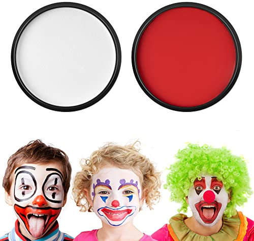 Kinderschminke Set, GIBOT Karnevalsschminke, Halloween Cosplay Make-up Weiß+ Rot Gesicht Körperfarbe (28g/0.99oz/PC)