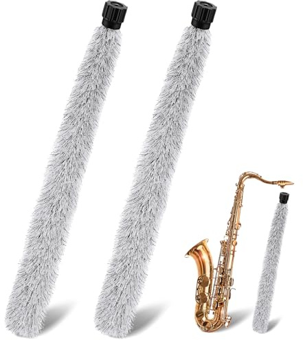 Gejoy 2 Pcs Alto Sax Pad Saver Brush Cleaner Saxophone Cleaning Brush Flute Maintain Care Tool Saxophone Accessories Instrument Gifts, 20.3 Inch Long(20.3 Inch,Gray)