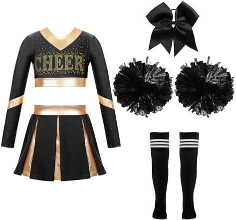Oyolan Barn, flicka, kostym, uniform, pompom, flicka, cosplay, halloween, karneval, kostym, 5–16 år, B, svart, 11–12 år