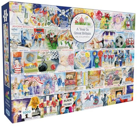 A Year in Great Britain | 1000 Piece Jigsaw Puzzle | British Nostalgia Puzzle | Sustainable Jigsaw Puzzle for Adults | Premium 100% Recycled Board | Great Gift for Adults | Gibsons Games