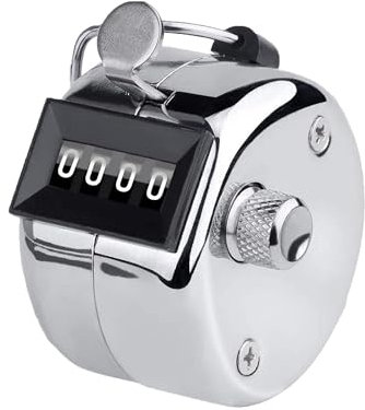 Metal Tally Counter Clicker Counter Handheld Pitch Counter, Manual Mechanical 4-Digit Number Click Counter, One Hand Counter Clicker Digital Counting for Coaching Knitting People Lap Fishing Golf&Row