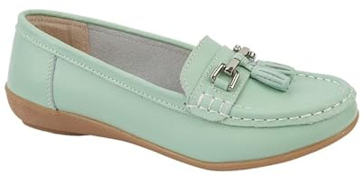 Jo & Joe Women Leather Flat Loafer Ladies Casual Comfy Slider Low Wedge Heel Work Shoes Mint Size 7