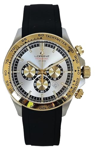 Lorenz Chrono 26176BB Cronografo da uomo con cinturino in gomma sub 100 metri