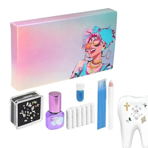 Gemme per gioielli per denti, kit di pietre preziose per gioielli per denti – kit di avvio per gioielli per denti – kit di pietre preziose alla moda per un sorriso scintillante, ornamenti per denti in