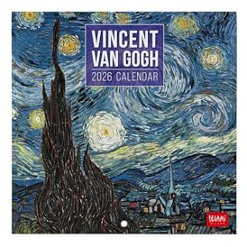 Legami Väggkalender 2026 Van Gogh, liten väggkalender, 12 månader och årsplanerare, 6 språk, utrymme för anteckningar, stjärntecken, internationella helgdagar, 18 x 18 cm