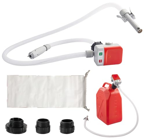 Saker Tool, Fuel Transfer Pump, Diesel Pump, Automatic Fuel Transfer Pump with Auto-Stop, with 3 Adapters, 9.08L/Min, Battery/USB Powered, With 51 Reinforced Hoses, for Petrol Diesel Oil