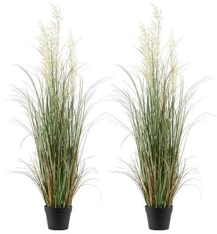 VEVOR Artificial Grass Plant, 2 Pack 47 inch Reed Flower Grass in Pot, Premium PVC Faux Fake Greenery Shrubs Plant for Indoor Outdoor House Home Garden Office Room Décor, Housewarming, Green