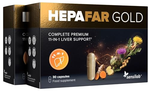Hepafar Gold Premium con Glutatione, Curcuma, Cardo Mariano, Colina, Carciofo e Zenzero - Integratore per il fegato, 60 capsule, di Sensilab