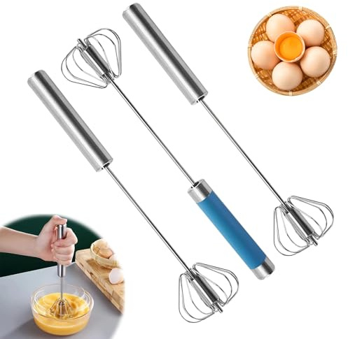 3 frusta semiautomatica, frusta da 10 pollici, in acciaio inox, semplice frusta per la cucina, per risparmiare lavoro, montalatte, miscelatore girevole per miscelare e mescolare