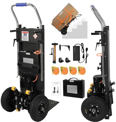 Electric Stair Climbing Dolly 1500W Heavy Duty Powered Stair Climber Hand Truck with 10 Anti-Slip Tires, Powered Stair Climbing Cart for Appliances, Furniture & Warehouse Moving (900 lbs Capacity)