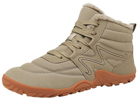 Botas de nieve de invierno para hombre y mujer, con suela gruesa y acolchado suave, caqui, 46 EU