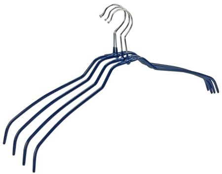 WENKO Formbügel Slim 4er Set - 4er Set Kleiderbügel, rutschhemmend beschichtet, verchromtes Metall, 41 x 21.5 x 0.5 cm, Silber glänzend