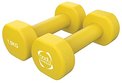 Body Revolution Paar Vinyl Hanteln für Zuhause Fitness Crossfit, Pilates, Körperstraffung und Fitness (0.5-5kg - für Damen und Herren - 2 x 1.5kg