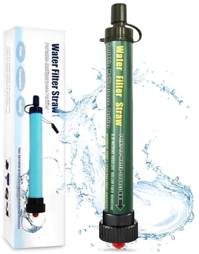TEUEN Wasserfilter Outdoor 2000L Mini Tragbarer Camping Wasseraufbereitung Entfernt 99.99% Bakterien Filter auf 0,01 Microns für Wandern Trekking Reisen und Notbereitschaft (Grün 1 Pack)