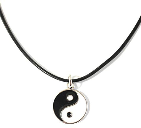 Ciondolo con Ying-Yang, con collana in pelle, Pelle