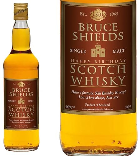 Personalised Birthday Malt Whisky 70cl with FREE Gold Gift Box. Any Name & Message for Any Birthday