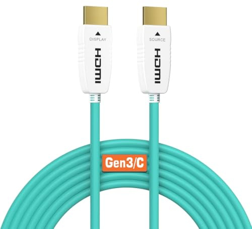 RUIPRO 8K HDMI 2.1 fiberoptisk kabel, 48Gbps, 8K60, 4K120, HDR/eARC, 25 m | Fiberoptik minskar EMI och signalförlust jämfört med koppar för stabil 4K@120Hz-gaming och 8K-video över långa avstånd