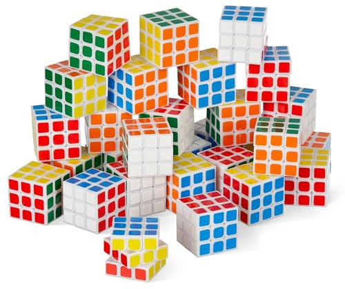 THE TWIDDLERS 30 Piezas Mini Cubos de Puzzle para Niños, 3cm - Juguete Pequeño Cubo Velocidad Mágico, Piñata Rellenos Bolsas Regalo
