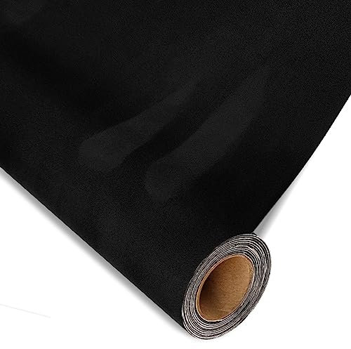 Velluto Adesivo, Camoscio Finto Autoadesiva Pellicola in Microfibra per interni auto, tappezzeria, cassetto portagioie (20cm x 150cm, Nero)