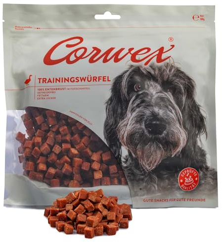 Corwex Trainingswürfel (500g, Ente) Hundesnacks mit Ente, Monoprotein, Trainee Snack, getreidefreie Leckerlie fürs Hundetraining