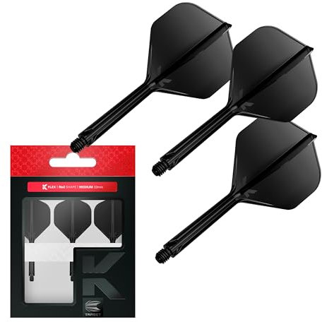 Target Darts K Flex Integrierter Dart-Flug und -Schaft, Nr. 2 Schwarz (Mittel) | 3er-Pack K-Flex – Nr. 2, Präzisionsgeformte 2-in-1-Dart-Flüge und -Dart-Schäfte | Professionelles Dart-Zubehör