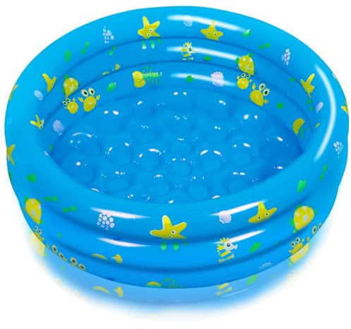 Jovicos Planschbecken für Kinder, 85×30cm Aufblasbares Pool, 3-Ring Kinderpool Planschbecken Baby Pool, Kinderplanschbecken Rund Schwimmbecken Kinder Familie Pool für Innen und Außen (blau)