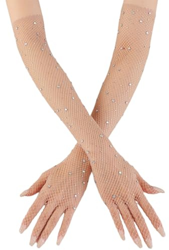 DHSBGWSX strass- och näthandvisning för damkostymer, fe- och sjöjungfrukostym, handvisning, cosplay-strass-glitternät