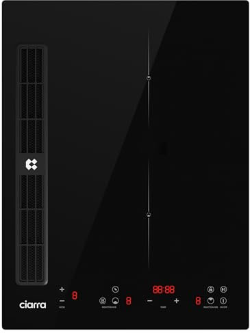 CIARRA One Plaque à Induction et Hotte Intégrée-39cm-3200W-9 Niveaux de Puissante-460m³/h- Évacuation ou Recyclage-4 Vitesses-Fonction Boost-Filtration Multiple-Tactile-Verrouillage Enfant