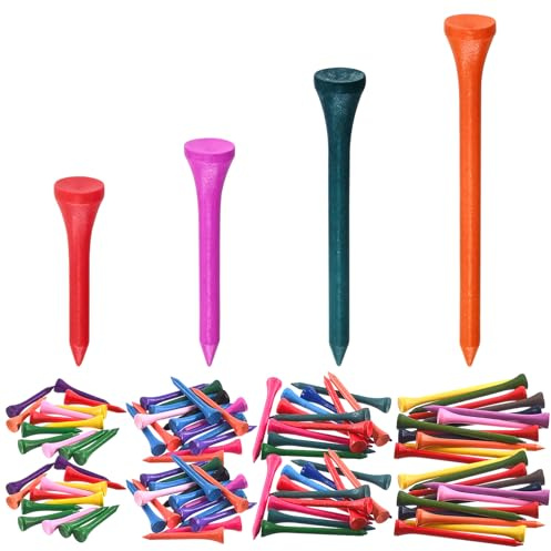 Keadic 180 Stück Holz Golf Tees Sortiment Set, 1-5/8 3-1/4 2-3/4 2-1/8 Tall Golf Tees Bulk Reduce Side Spin und Reibung für Golfing Aktivitäten, Praxis, Spiel (Gemischte Farbe)