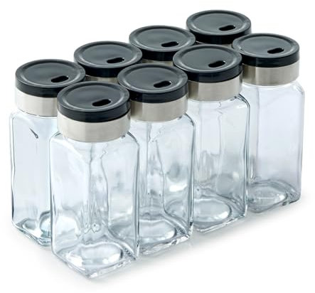 Betty Bossi - Gewürzstreuer, Glas - 8 Stk. (40246) Edelstahldeckel Gewürzaufbewahrung Streueinsatz spülmaschinengeeignet Ministreuer