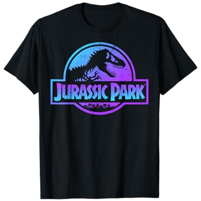 Logo Fossil Jurassic Park Blue Purple Gradient Fossil T-Shirt