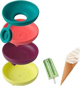 4 Pièces Support Cornet De Glace Enfant, Porte Glace Anti Goutte, Protege Cornet Glace, Supports De Glace Anti-Goutte Attrape-Gouttes De Glaces Pour Garçons Filles Été Fêtes À La Piscine