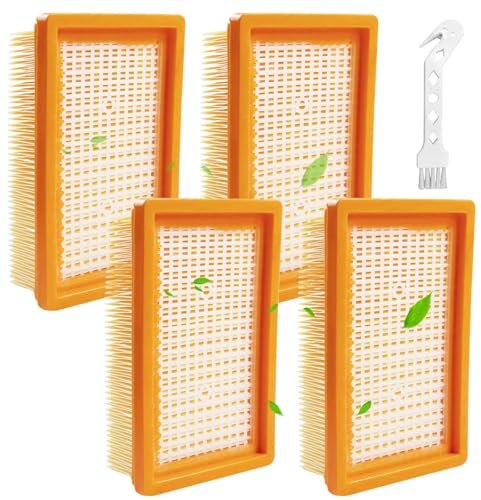 4 filtros planos para aspiradoras Kärcher WD4 WD5 WD6 MV4 MV5 MV6, accesorios para aspirador en seco y húmedo, incluye 1 cepillo de limpieza